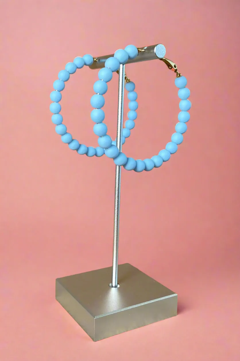 Beaded Matte Periwinkle Hoops
