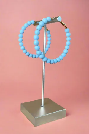Beaded Matte Periwinkle Hoops