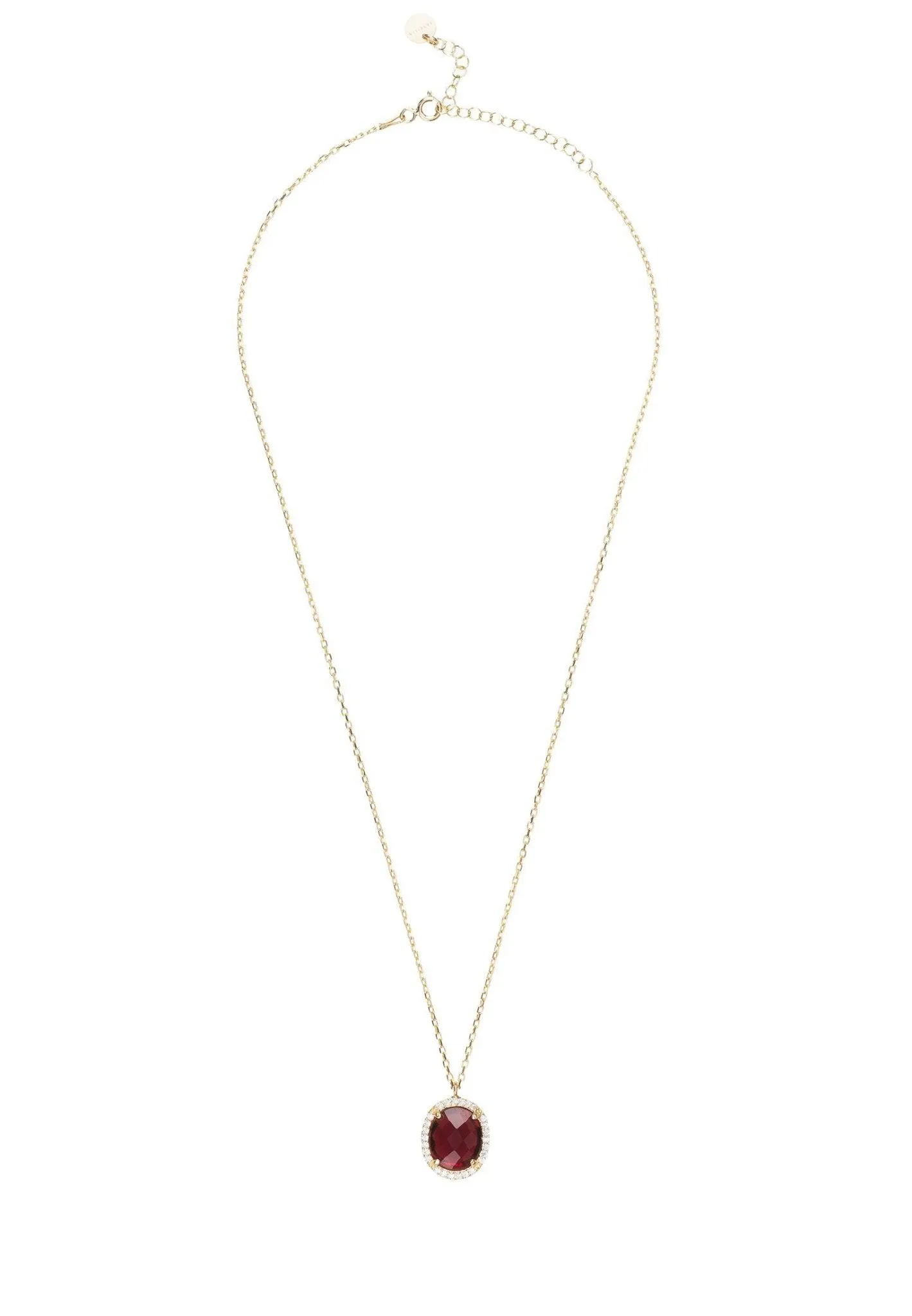 Beatrice Oval Gemstone Pendant Necklace Dipped in Gold