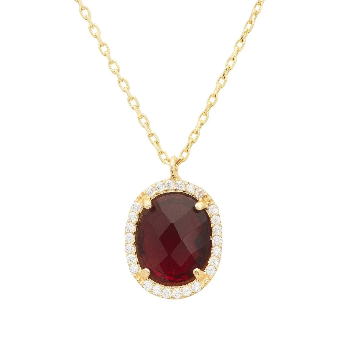 Beatrice Oval Gemstone Pendant Necklace Dipped in Gold
