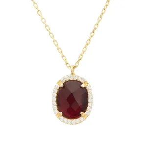 Beatrice Oval Gemstone Pendant Necklace Dipped in Gold
