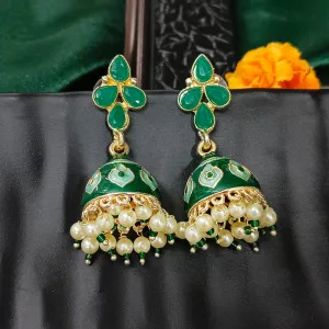 Bhavi Jewels Gold Plated Mennakari Jhumki Earrings
