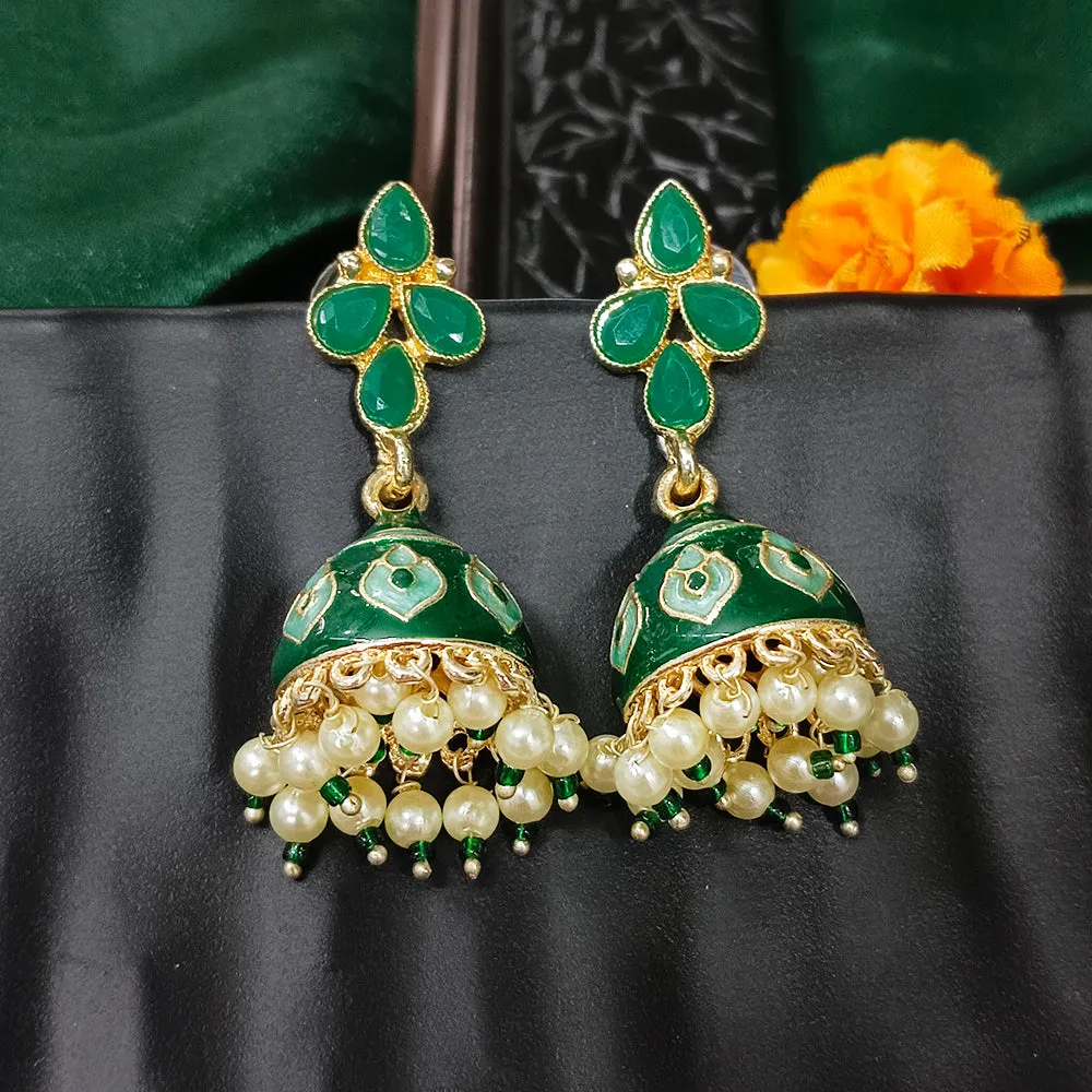 Bhavi Jewels Gold Plated Mennakari Jhumki Earrings