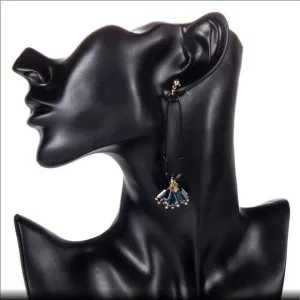 Black Safety Pin Seed Bead Tassel Earrings
