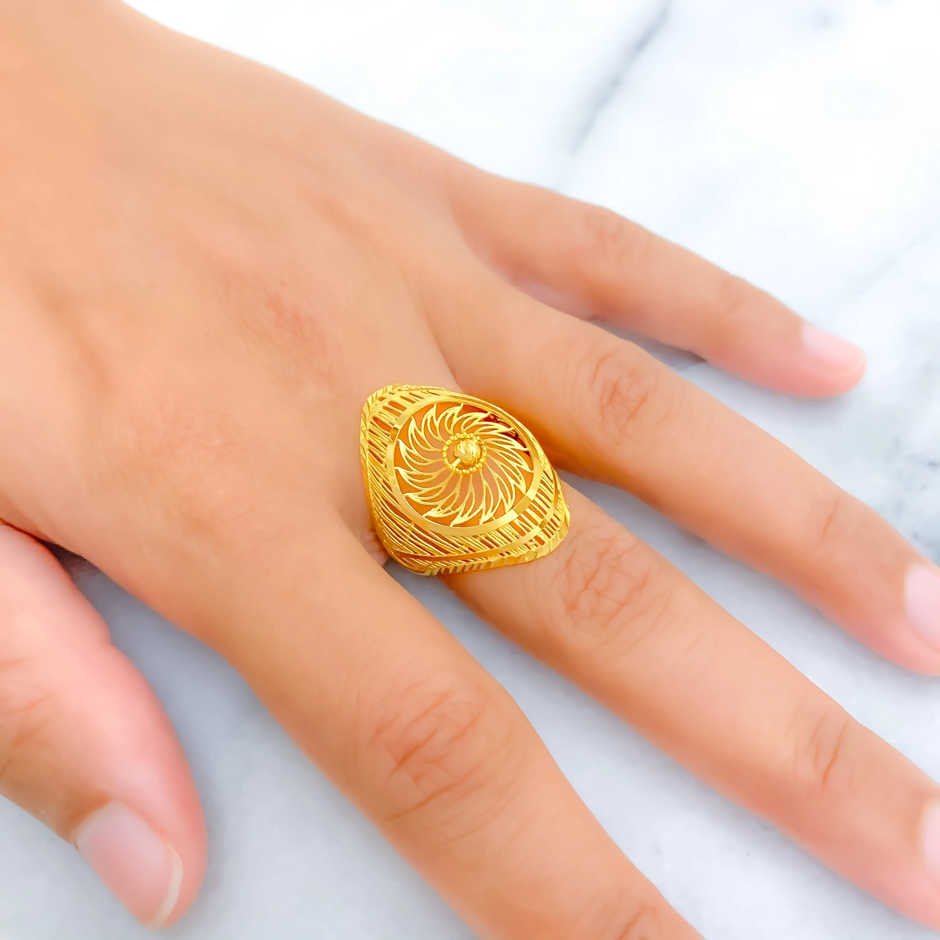 Blooming Flower 21k Gold Ring