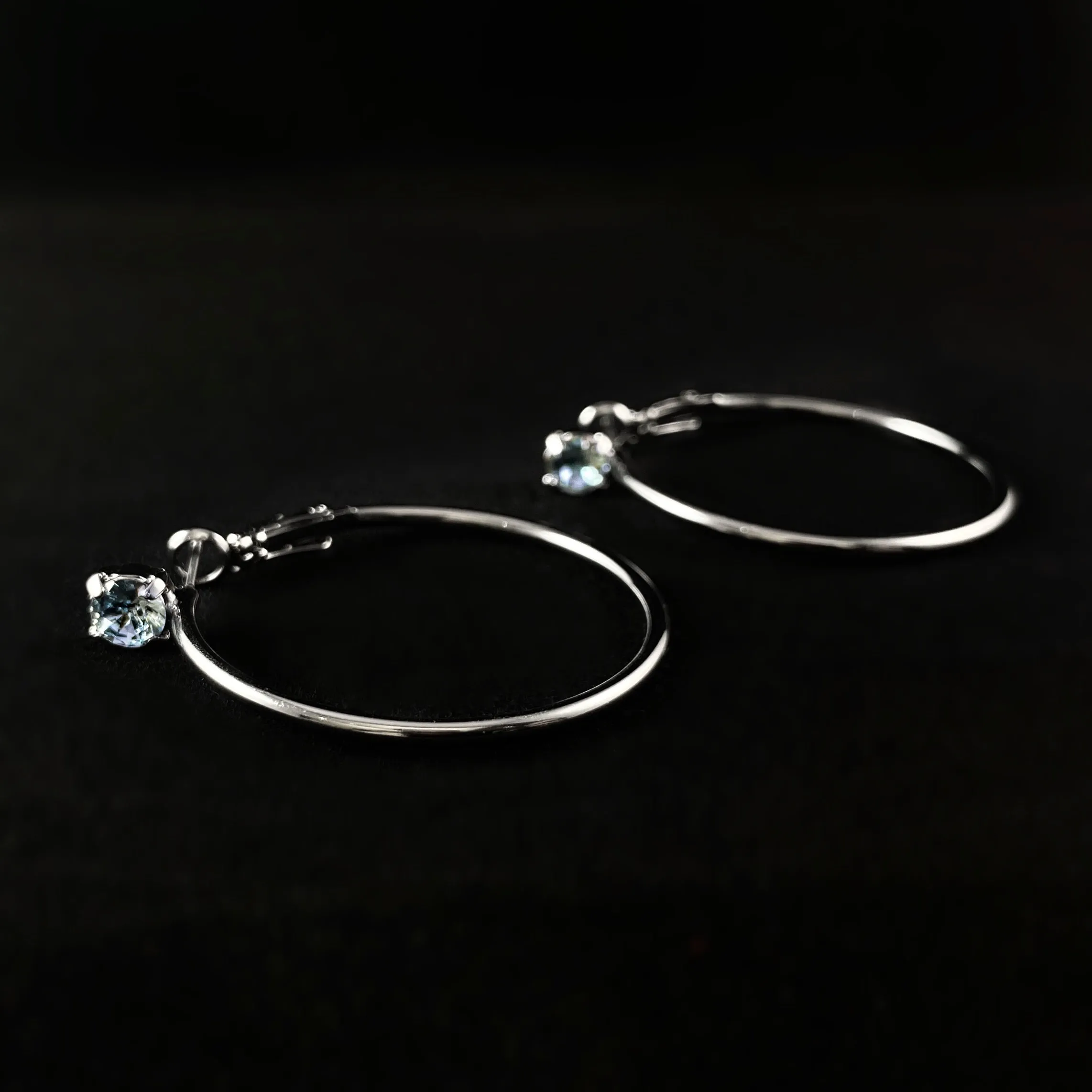 Blue Crystal Silver Hoop Earrings, Serafina - Sorrelli