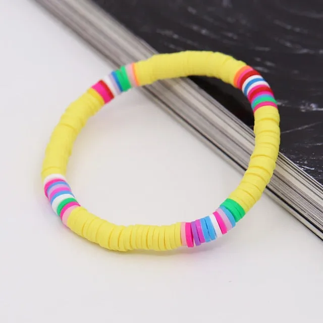 Bracelets for Women Boho Jewelry Colorful Polymer Clay Multicolor Combination Bracelet Wrist Accessories Female Girls Gifts