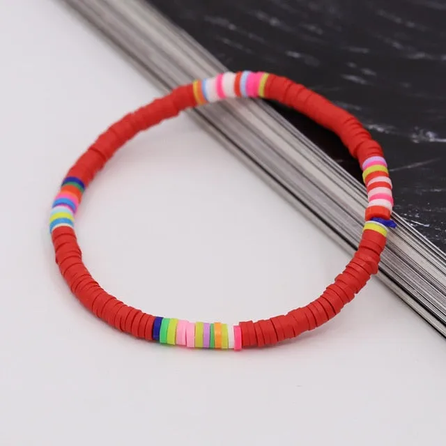 Bracelets for Women Boho Jewelry Colorful Polymer Clay Multicolor Combination Bracelet Wrist Accessories Female Girls Gifts