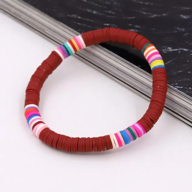 Bracelets for Women Boho Jewelry Colorful Polymer Clay Multicolor Combination Bracelet Wrist Accessories Female Girls Gifts