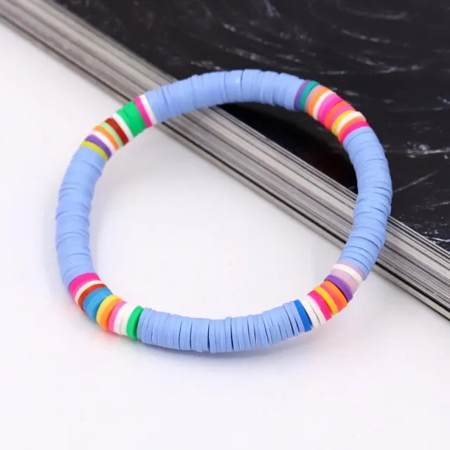 Bracelets for Women Boho Jewelry Colorful Polymer Clay Multicolor Combination Bracelet Wrist Accessories Female Girls Gifts