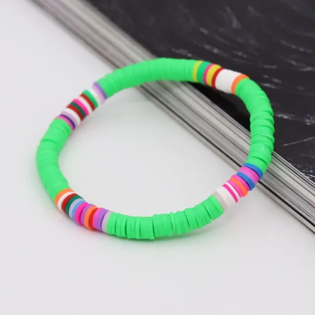 Bracelets for Women Boho Jewelry Colorful Polymer Clay Multicolor Combination Bracelet Wrist Accessories Female Girls Gifts