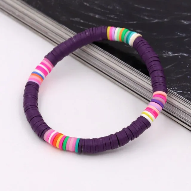 Bracelets for Women Boho Jewelry Colorful Polymer Clay Multicolor Combination Bracelet Wrist Accessories Female Girls Gifts