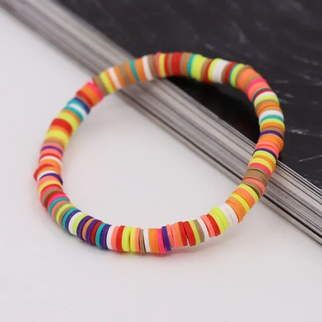 Bracelets for Women Boho Jewelry Colorful Polymer Clay Multicolor Combination Bracelet Wrist Accessories Female Girls Gifts