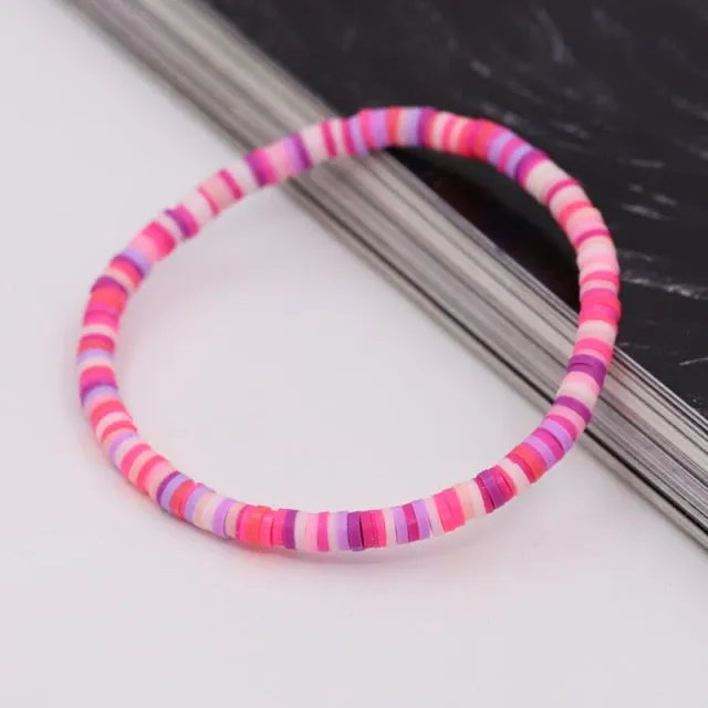 Bracelets for Women Boho Jewelry Colorful Polymer Clay Multicolor Combination Bracelet Wrist Accessories Female Girls Gifts