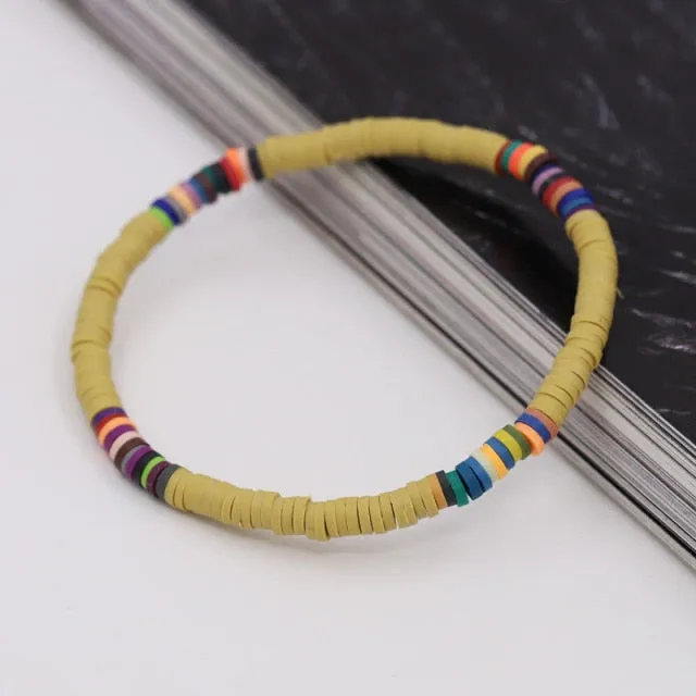 Bracelets for Women Boho Jewelry Colorful Polymer Clay Multicolor Combination Bracelet Wrist Accessories Female Girls Gifts
