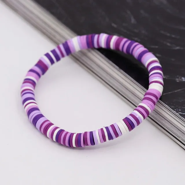 Bracelets for Women Boho Jewelry Colorful Polymer Clay Multicolor Combination Bracelet Wrist Accessories Female Girls Gifts