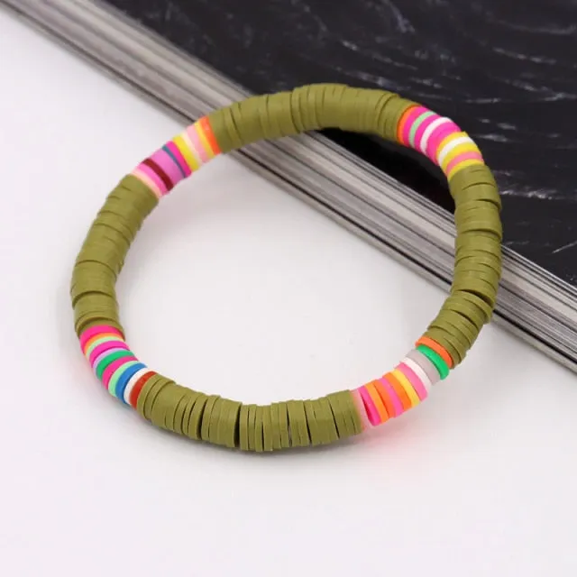 Bracelets for Women Boho Jewelry Colorful Polymer Clay Multicolor Combination Bracelet Wrist Accessories Female Girls Gifts