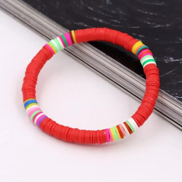 Bracelets for Women Boho Jewelry Colorful Polymer Clay Multicolor Combination Bracelet Wrist Accessories Female Girls Gifts