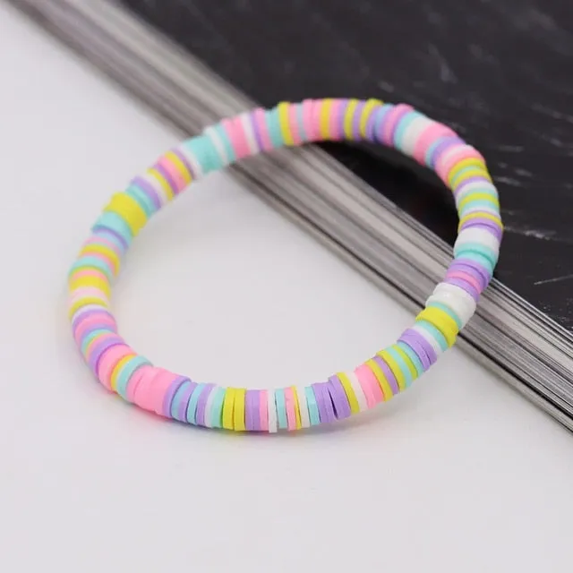 Bracelets for Women Boho Jewelry Colorful Polymer Clay Multicolor Combination Bracelet Wrist Accessories Female Girls Gifts