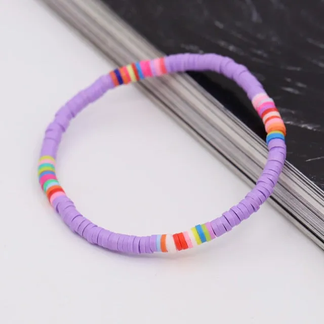 Bracelets for Women Boho Jewelry Colorful Polymer Clay Multicolor Combination Bracelet Wrist Accessories Female Girls Gifts