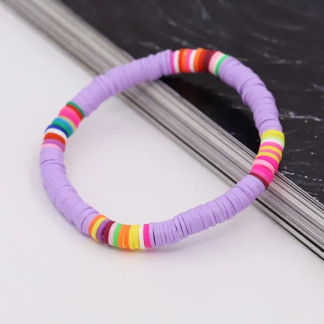 Bracelets for Women Boho Jewelry Colorful Polymer Clay Multicolor Combination Bracelet Wrist Accessories Female Girls Gifts
