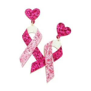 Breast Cancer Ribbon Earrings