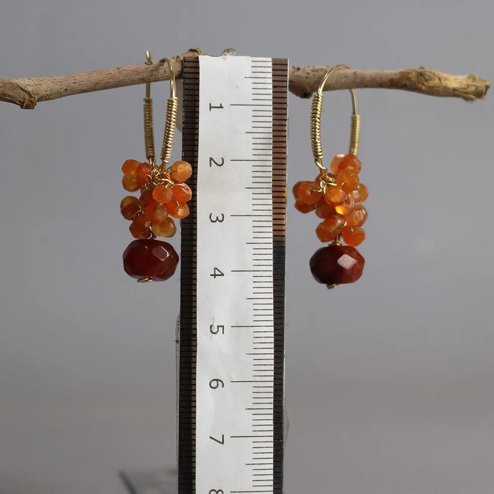 Carnelian Cluster Hoop Earrings