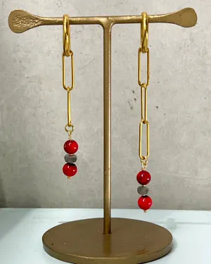 Cat on a Straw Roof Asymmetrical Earrings * gold-toned