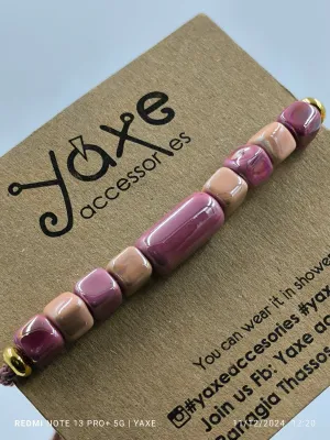Ceramic beads women's bracelet, Pink