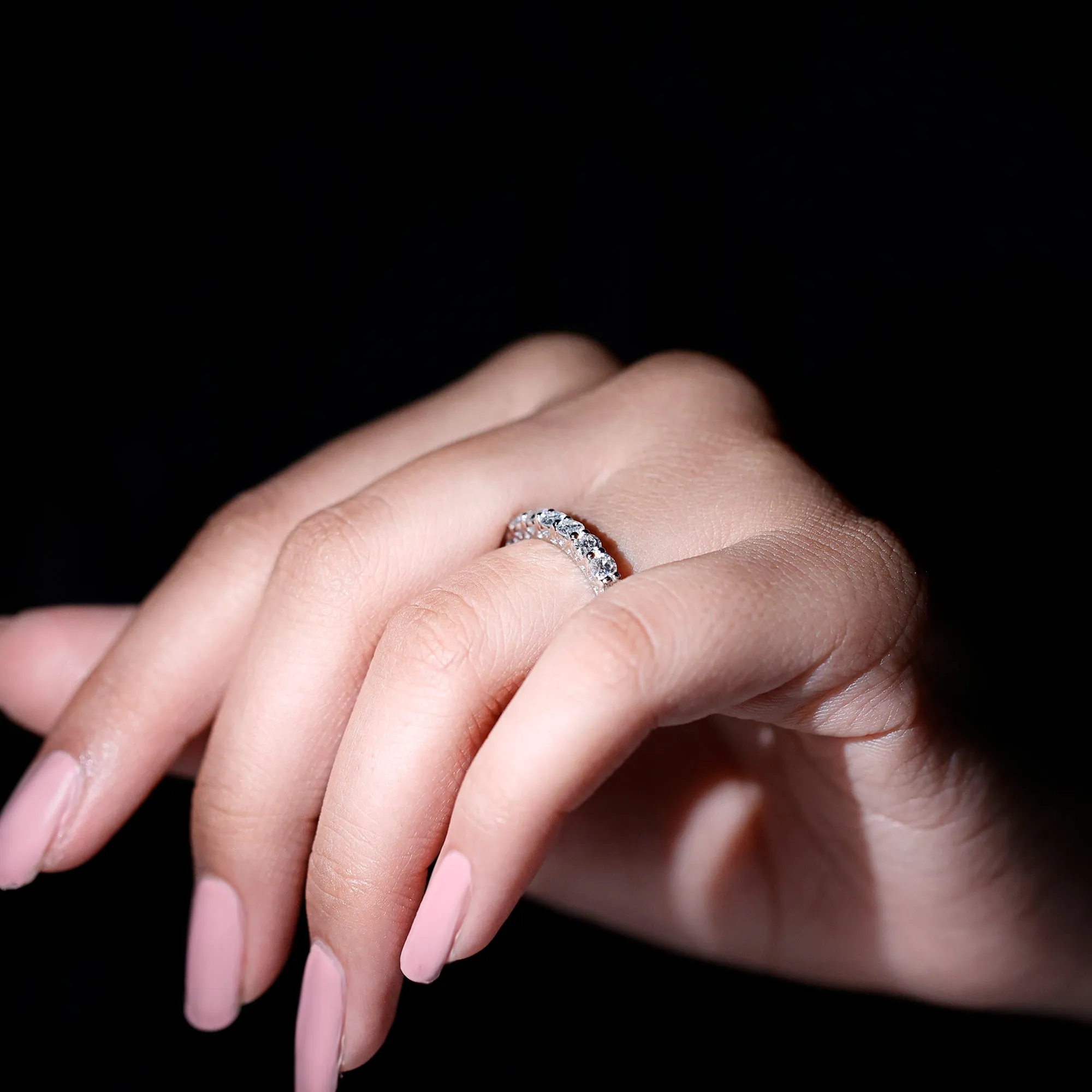 Certified Moissanite Simple Eternity Band Ring