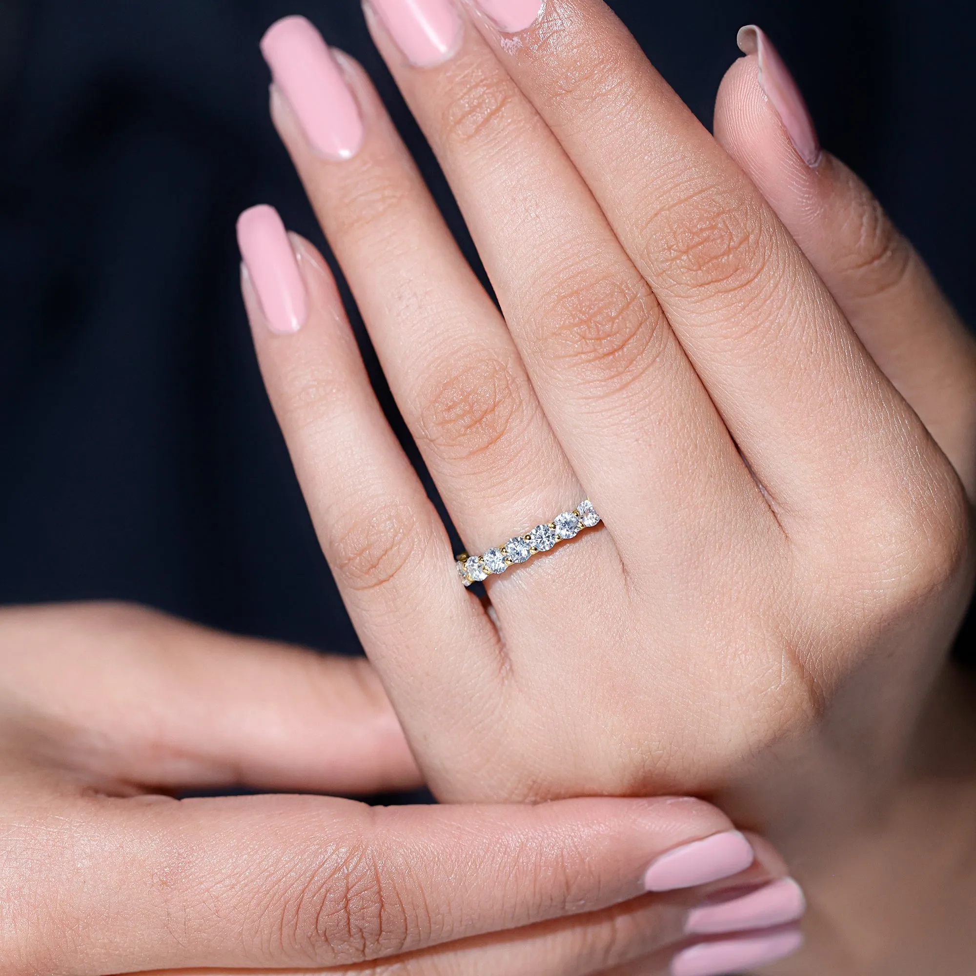 Certified Moissanite Simple Eternity Band Ring