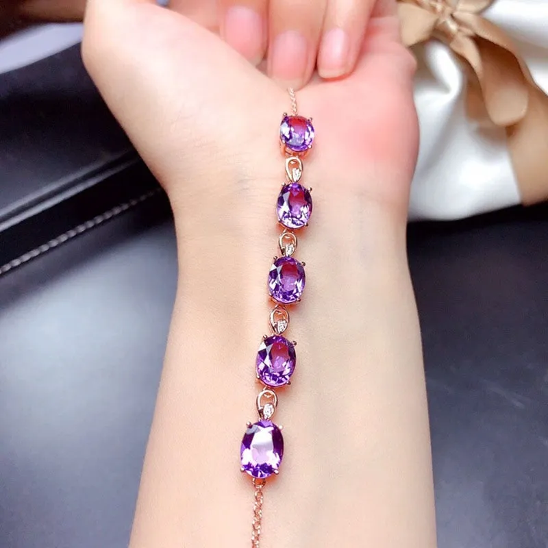 Charm Amethyst Purple Gemstone Bracelet For Women Jewelry
