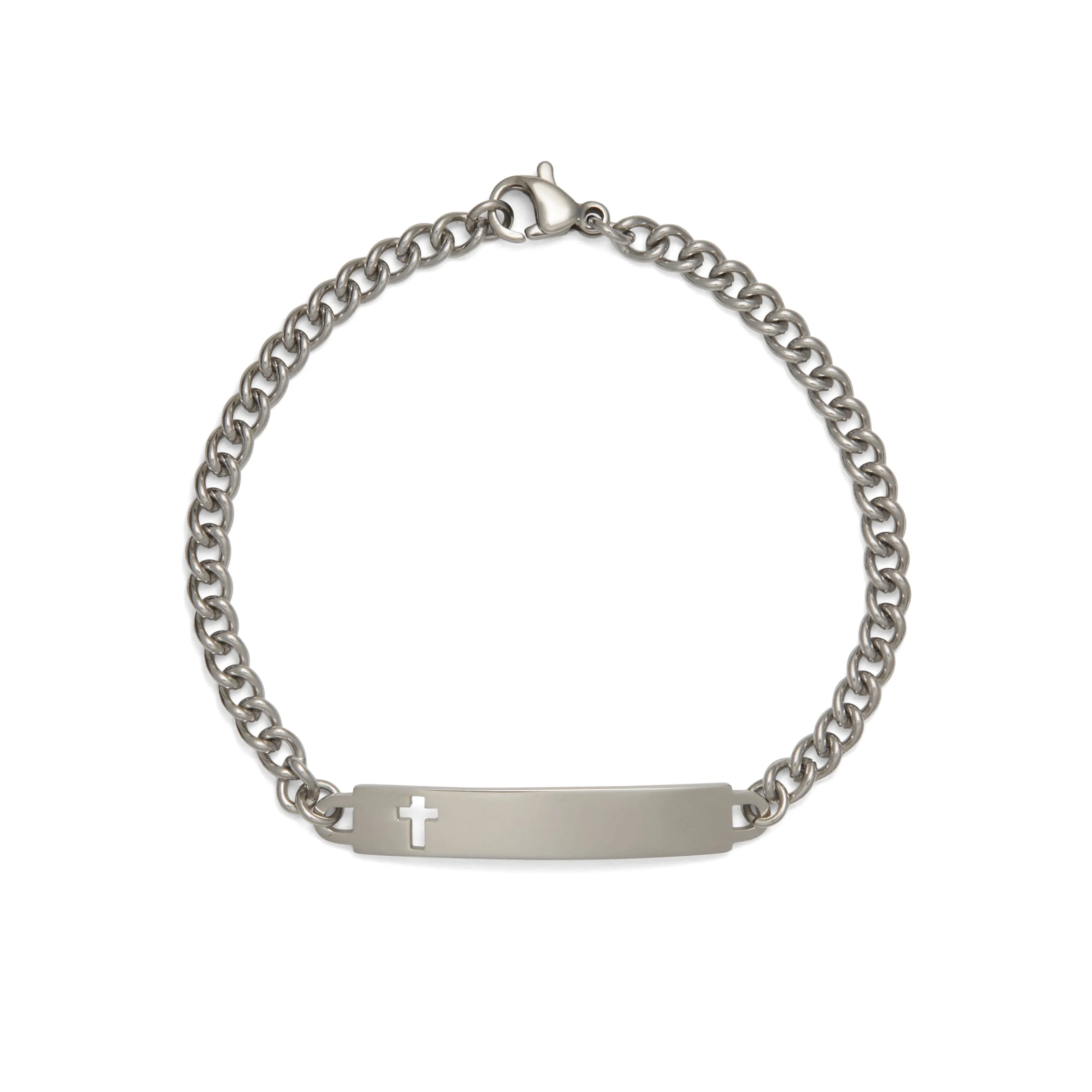 Children’s ID Bracelet with Cut Out Cross Plaque