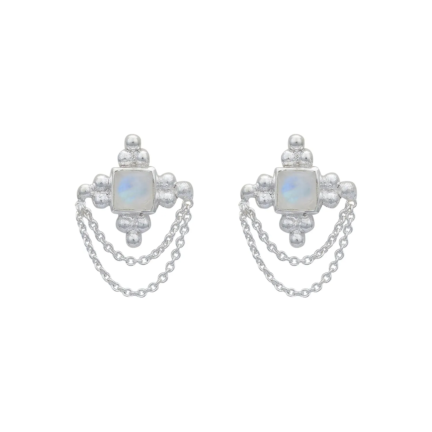 Chloe Sterling Silver Rainbow Moonstone Earrings