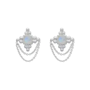 Chloe Sterling Silver Rainbow Moonstone Earrings