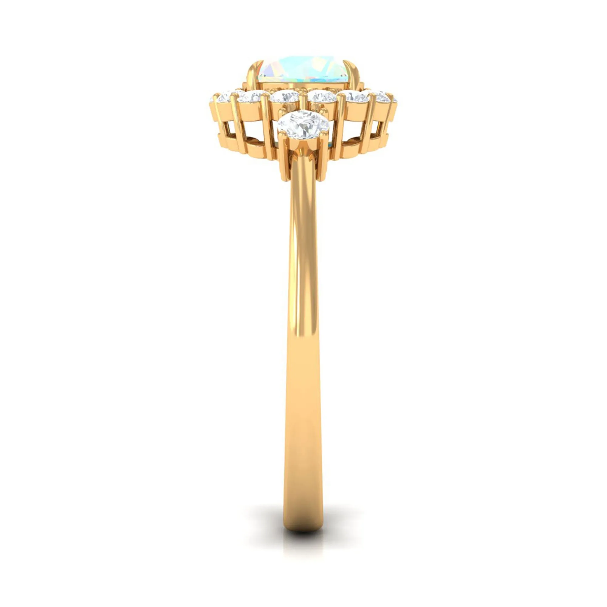 Classic Halo Engagement Ring with Ethiopian Opal and Diamond