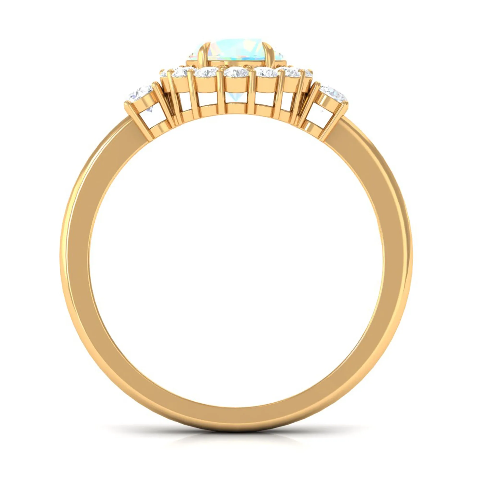 Classic Halo Engagement Ring with Ethiopian Opal and Diamond