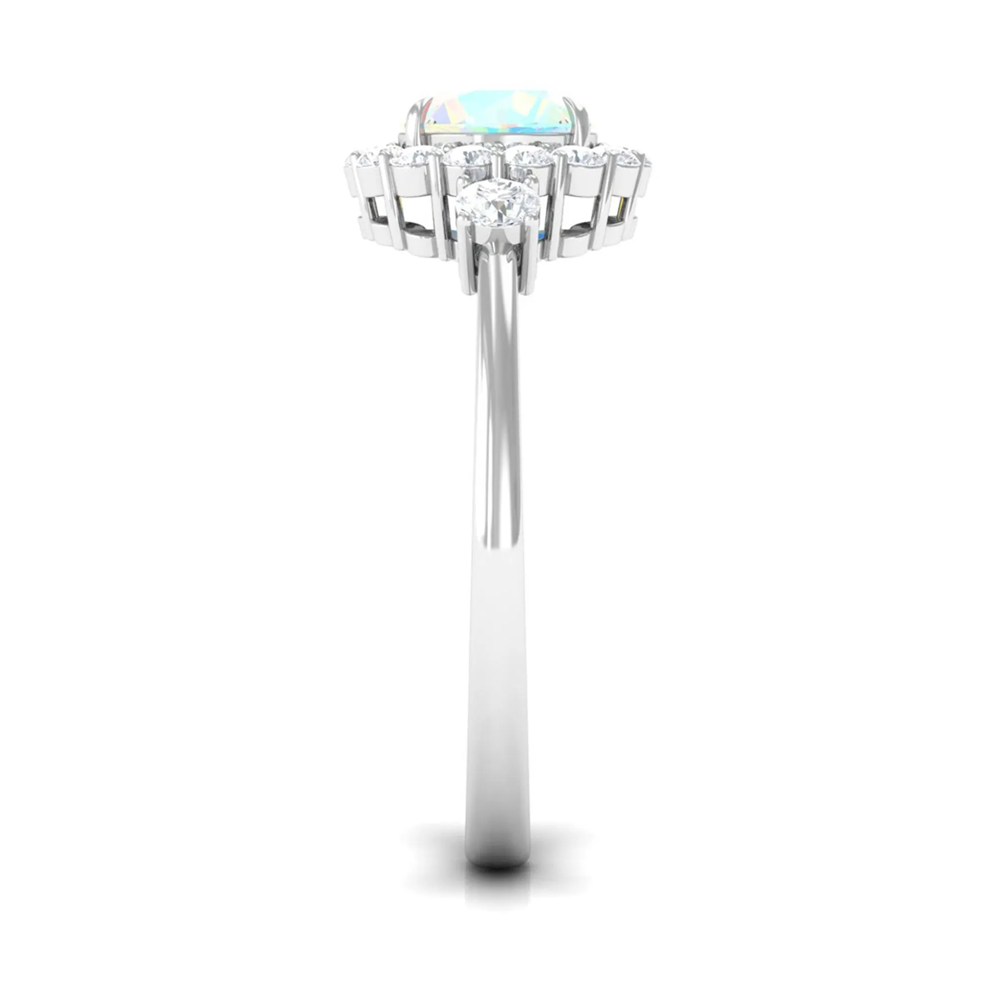 Classic Halo Engagement Ring with Ethiopian Opal and Diamond