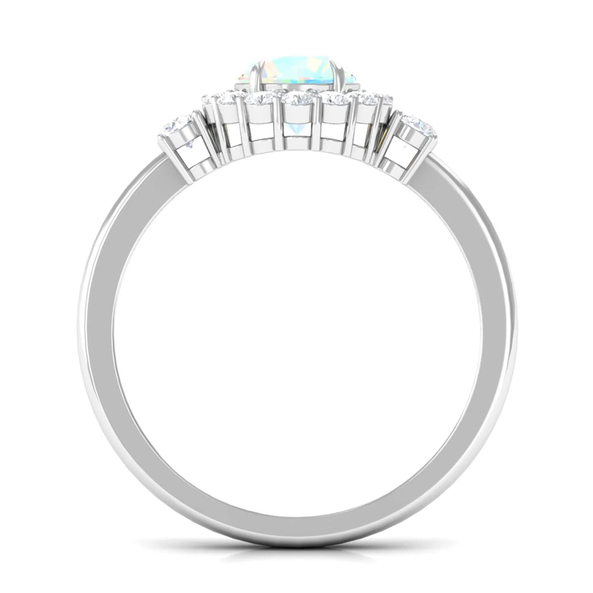 Classic Halo Engagement Ring with Ethiopian Opal and Diamond