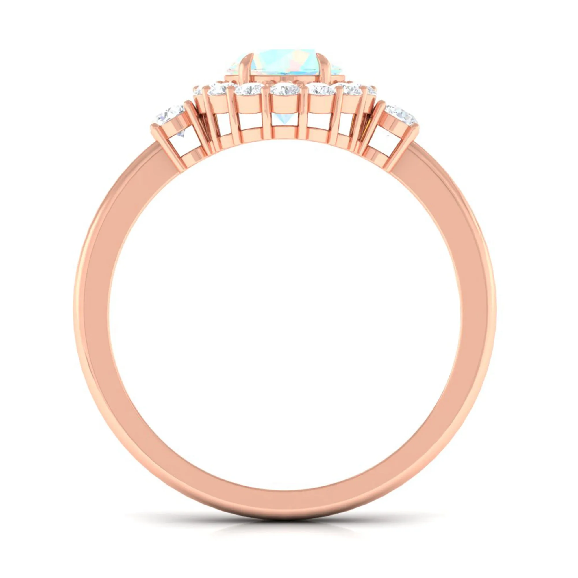 Classic Halo Engagement Ring with Ethiopian Opal and Diamond