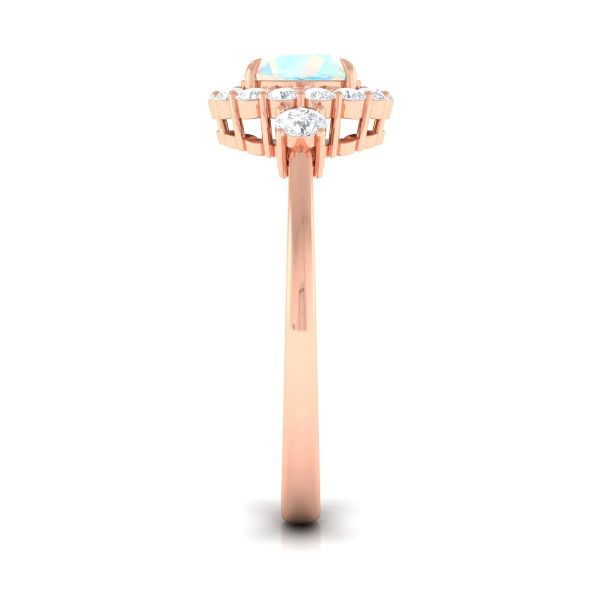 Classic Halo Engagement Ring with Ethiopian Opal and Diamond