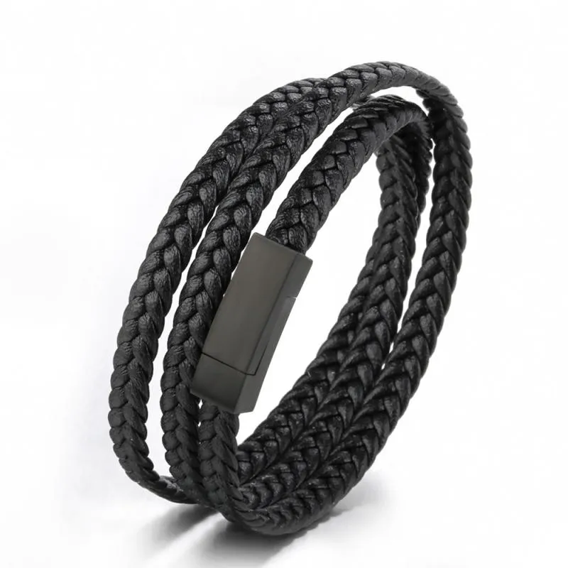 Classic Leather Magnetic Clasp Wrap Bracelet for Men Trendy Bracelets