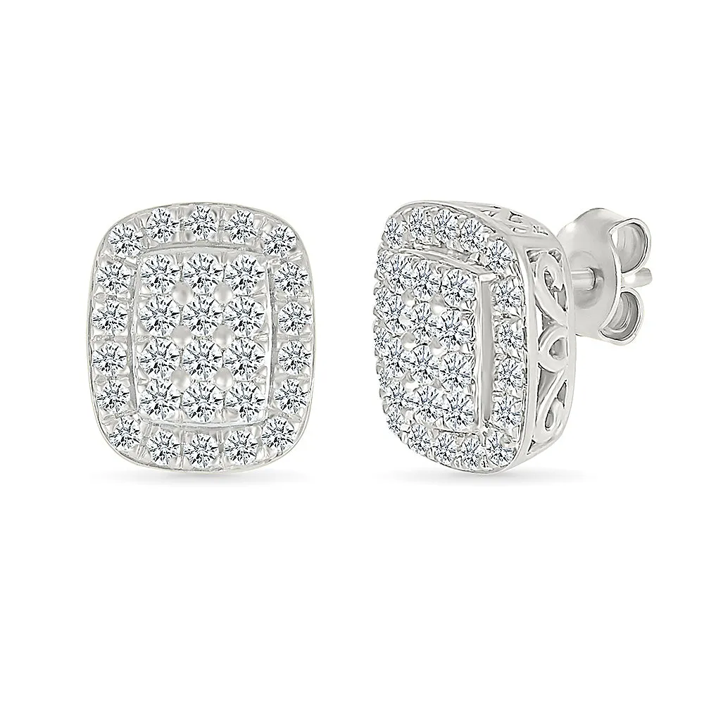 Classic Quad Diamond Stud Earrings