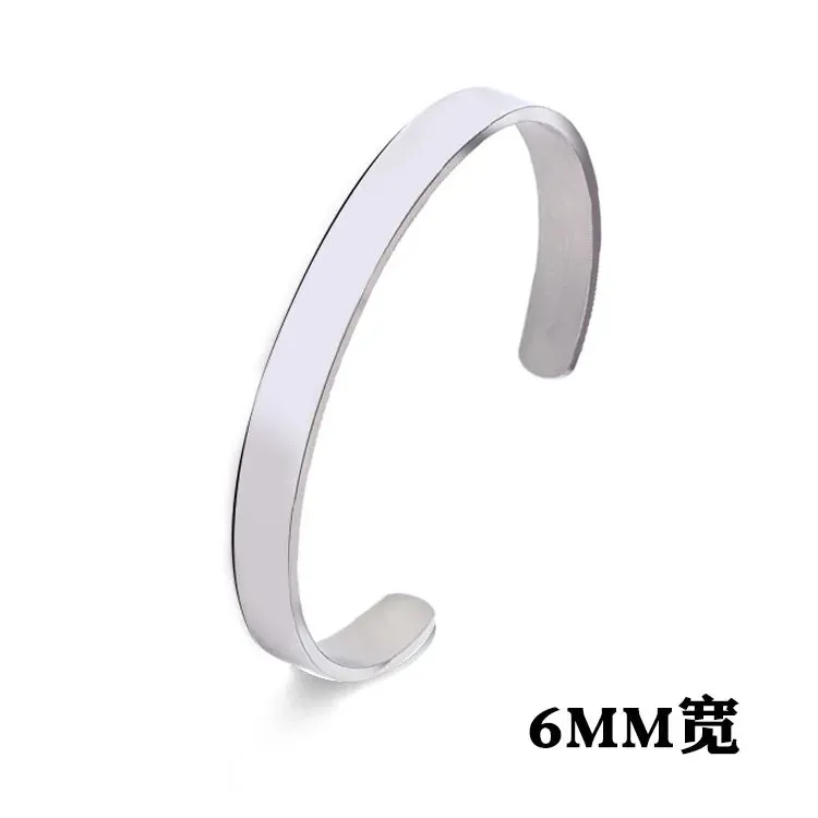 Classic Simple Open Adjustable Glossy Stainless Steel Bracelet