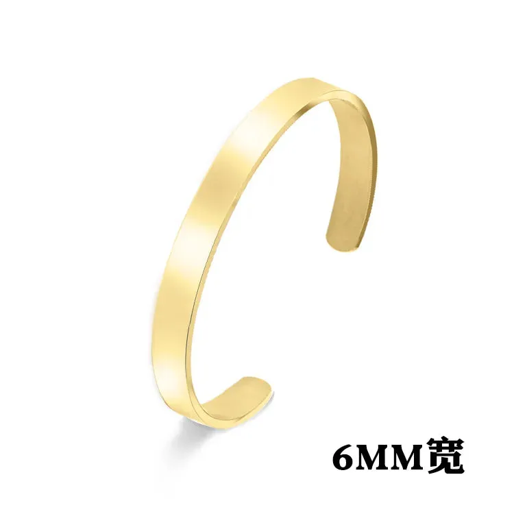 Classic Simple Open Adjustable Glossy Stainless Steel Bracelet