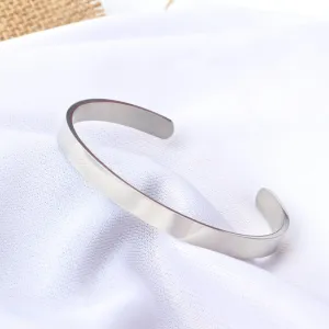 Classic Simple Open Adjustable Glossy Stainless Steel Bracelet