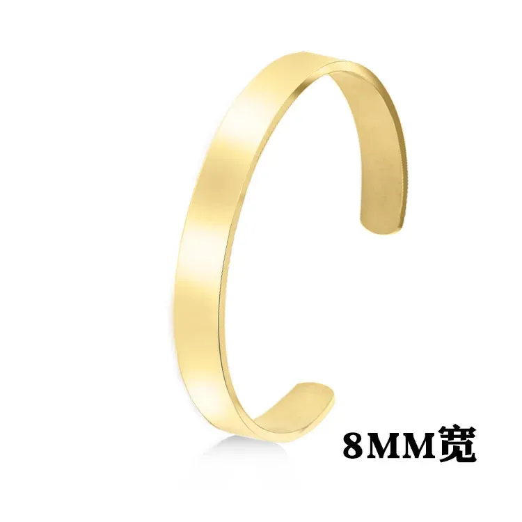 Classic Simple Open Adjustable Glossy Stainless Steel Bracelet