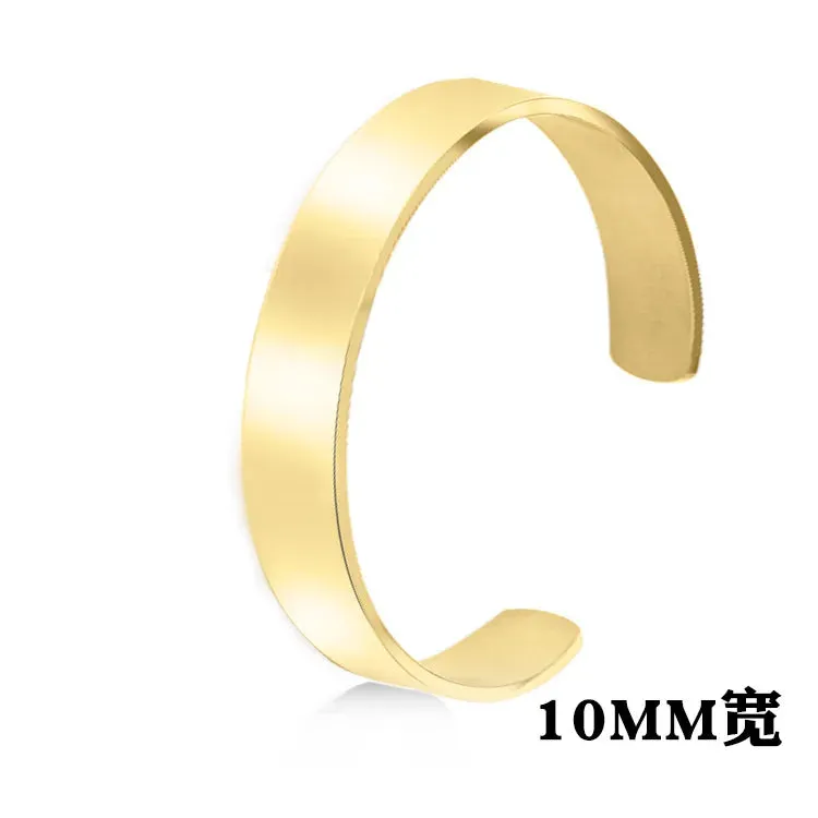 Classic Simple Open Adjustable Glossy Stainless Steel Bracelet