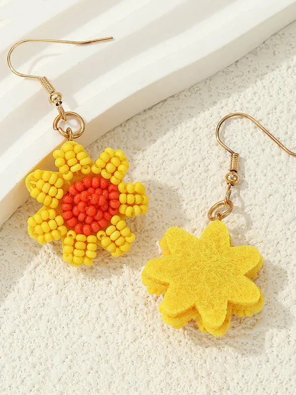 Contrast Color Flower Shape Earrings Accessories Drop Earrings