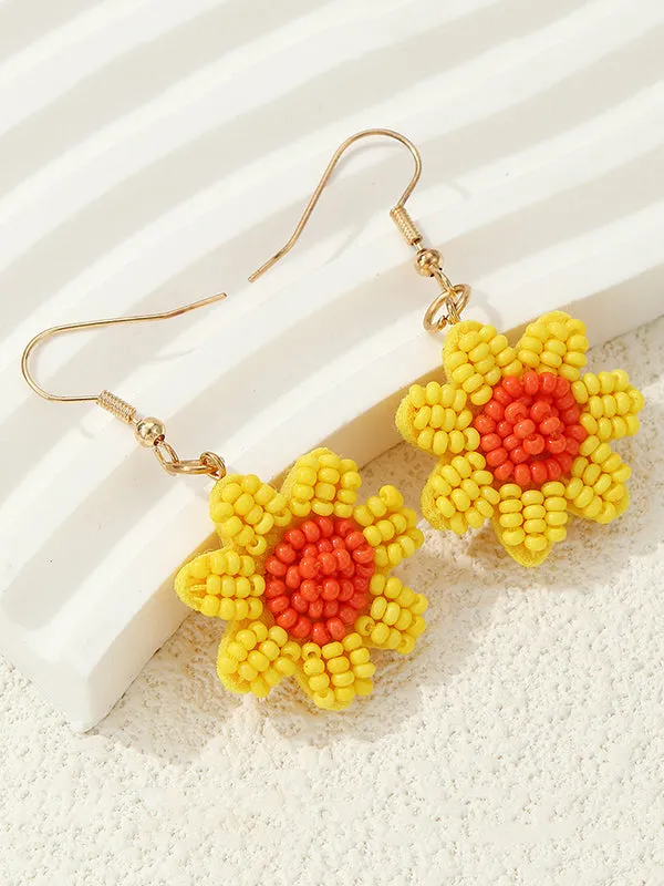 Contrast Color Flower Shape Earrings Accessories Drop Earrings